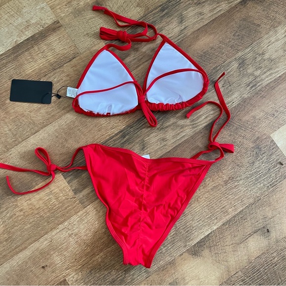 Red String two piece Triangle Bikini - Picture 5 of 7